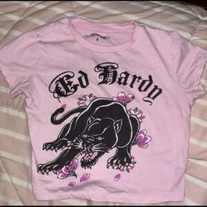 *sold* Ed Hardy Pink Short Sleeve Tee with Panther Graphic